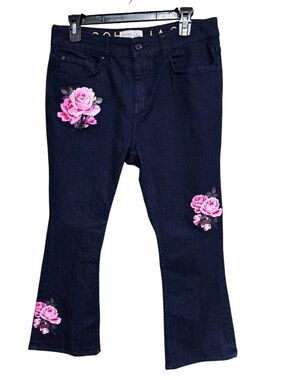 Kate Spade Broome Street Dark Wash Jeans Rose Kick Flare Cropped 30x24